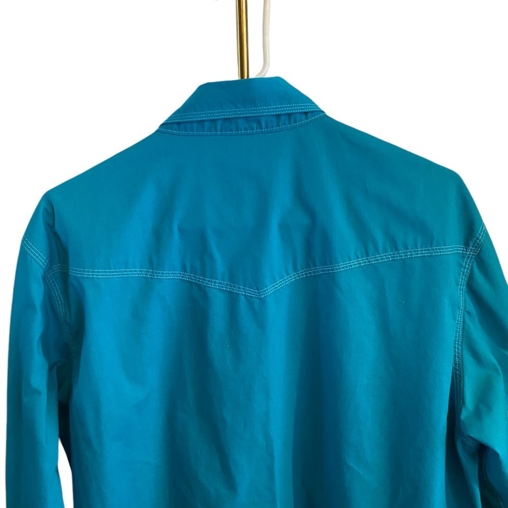 vintage Blair teal aqua rockabilly western button down pearl-snap cowboy shirt - Picture 12 of 13